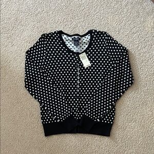 Talbots Black and White Polka Dot Cardigan